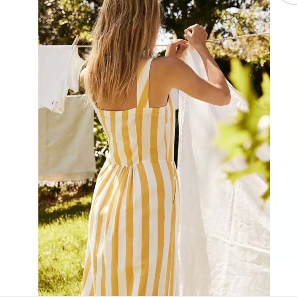 Joules " Macey" Yellow and White Striped Sundress Size 6 - Picture 2 of 12